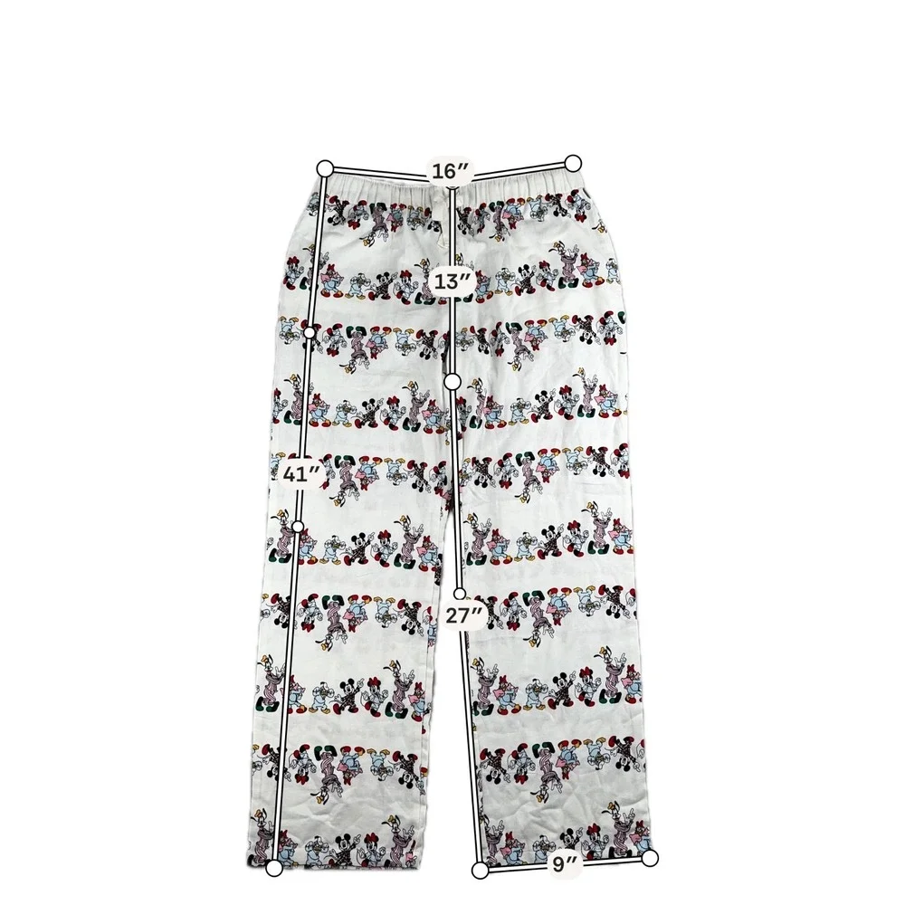 Old Navy x Disney‎ Women's White Mickey Mouse Parade Flannel Pajama Pants Size M